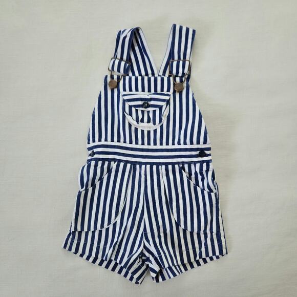 Vintage Other - Vintage Navy + White Striped Shortalls 2t/3t
